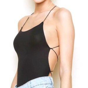 Stretch Ribbed Criss Cross Back Bodysuit